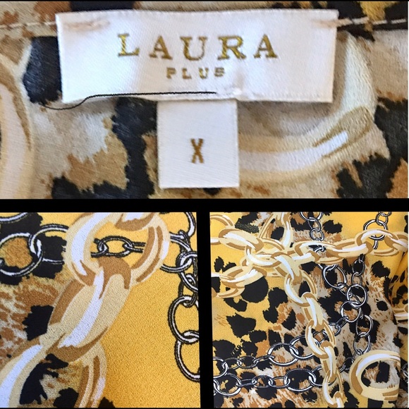🆕 Crepe Top Leopard & Chain Print Laura Plus X - Picture 6 of 8